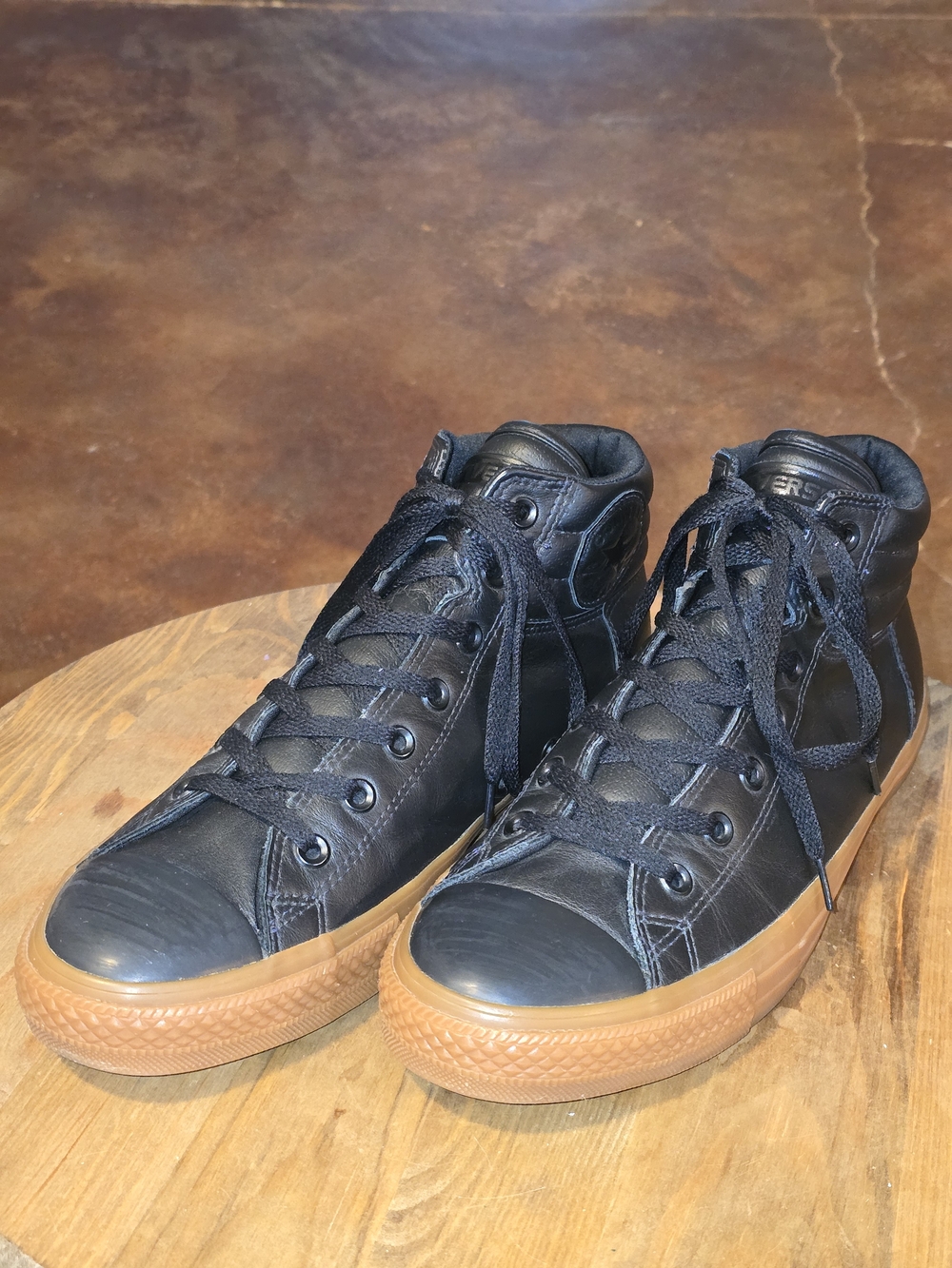 Converse Chuck Taylor All Star Fresh High Black Leather Gum Sole Men's Size 10